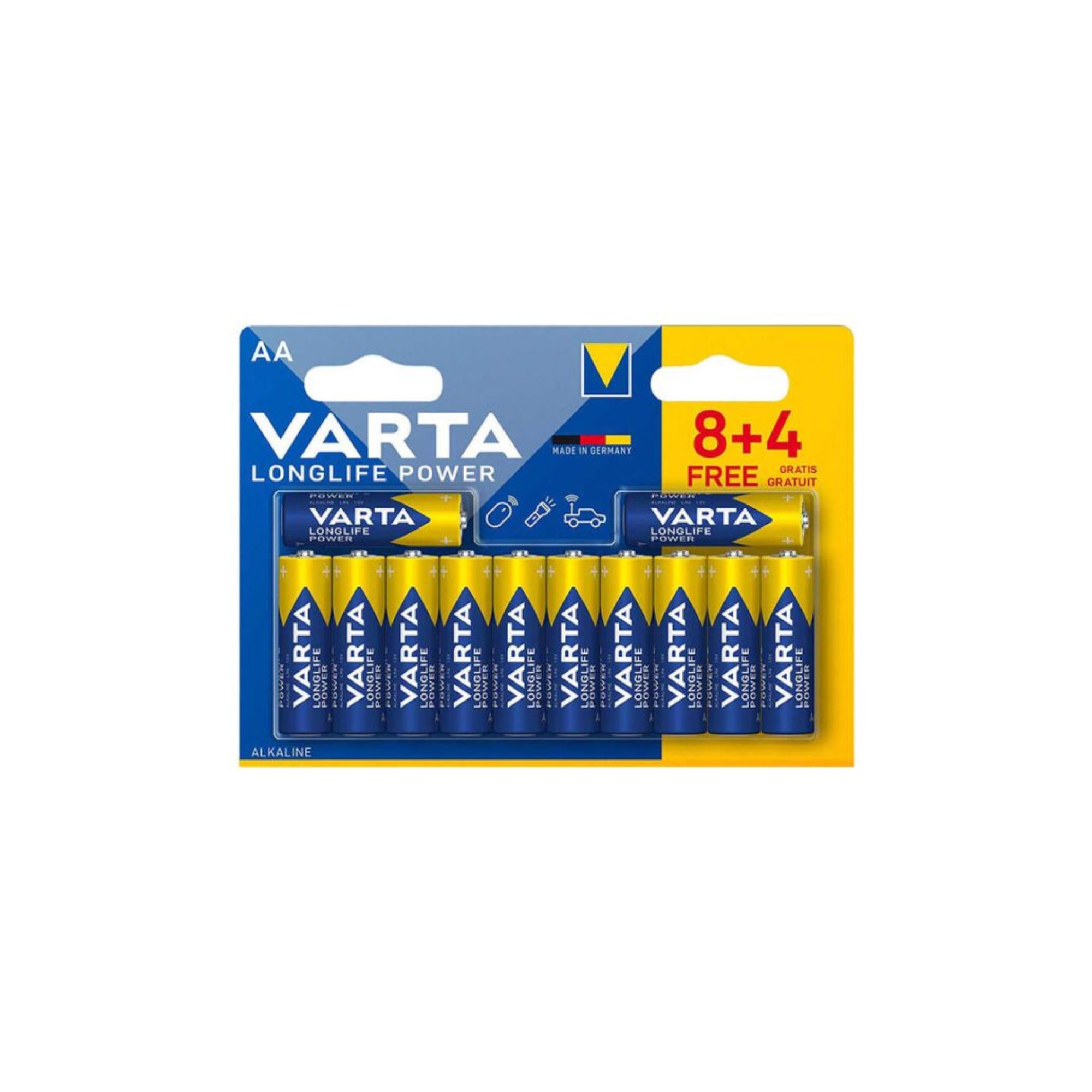 Blister de 12 pilhas AA longlife power VARTA