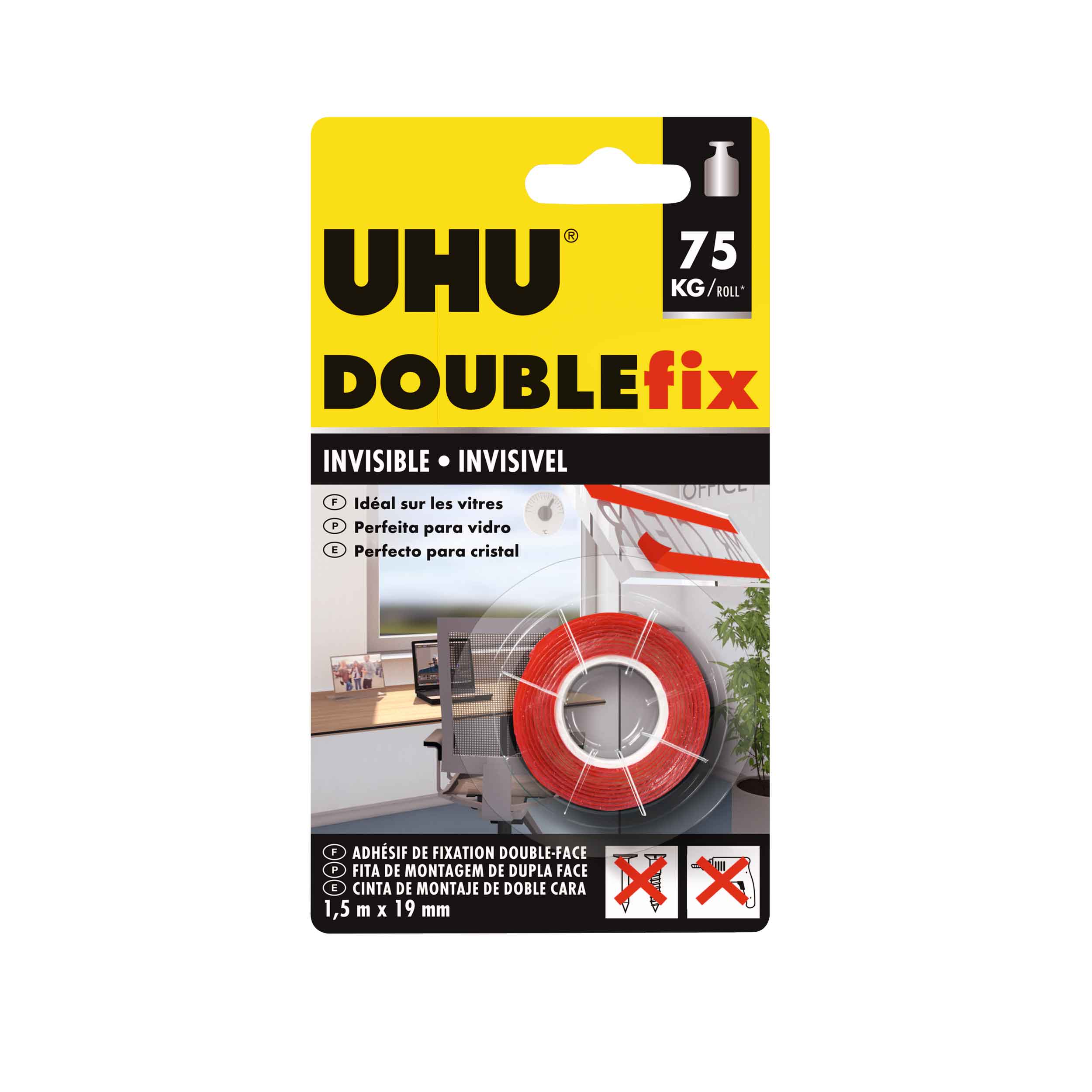 DOUBLEFIX INVISIVEL FITA 1,5MX19MM UHU