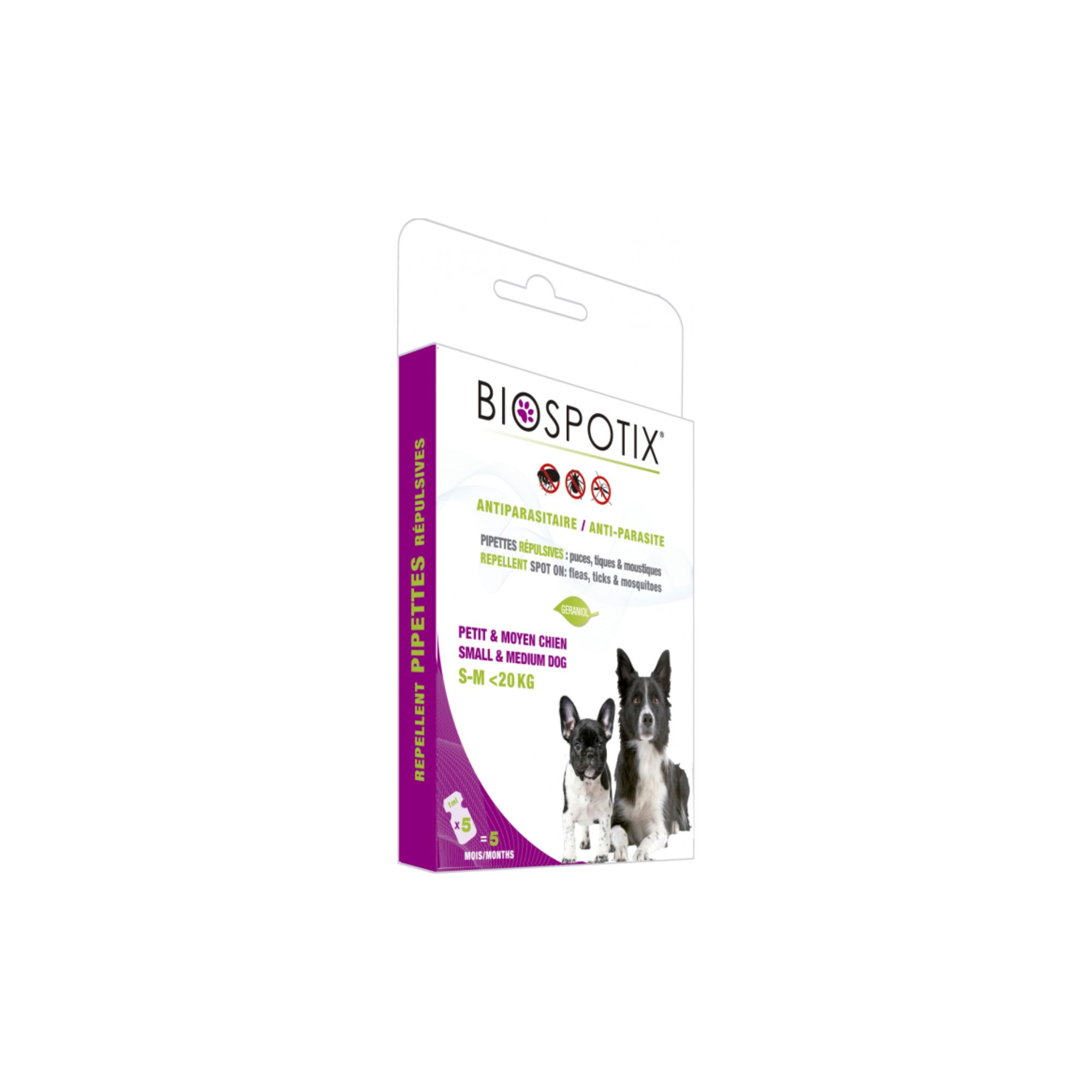 Pipeta repelente cão medio Biospotix 5x1ml