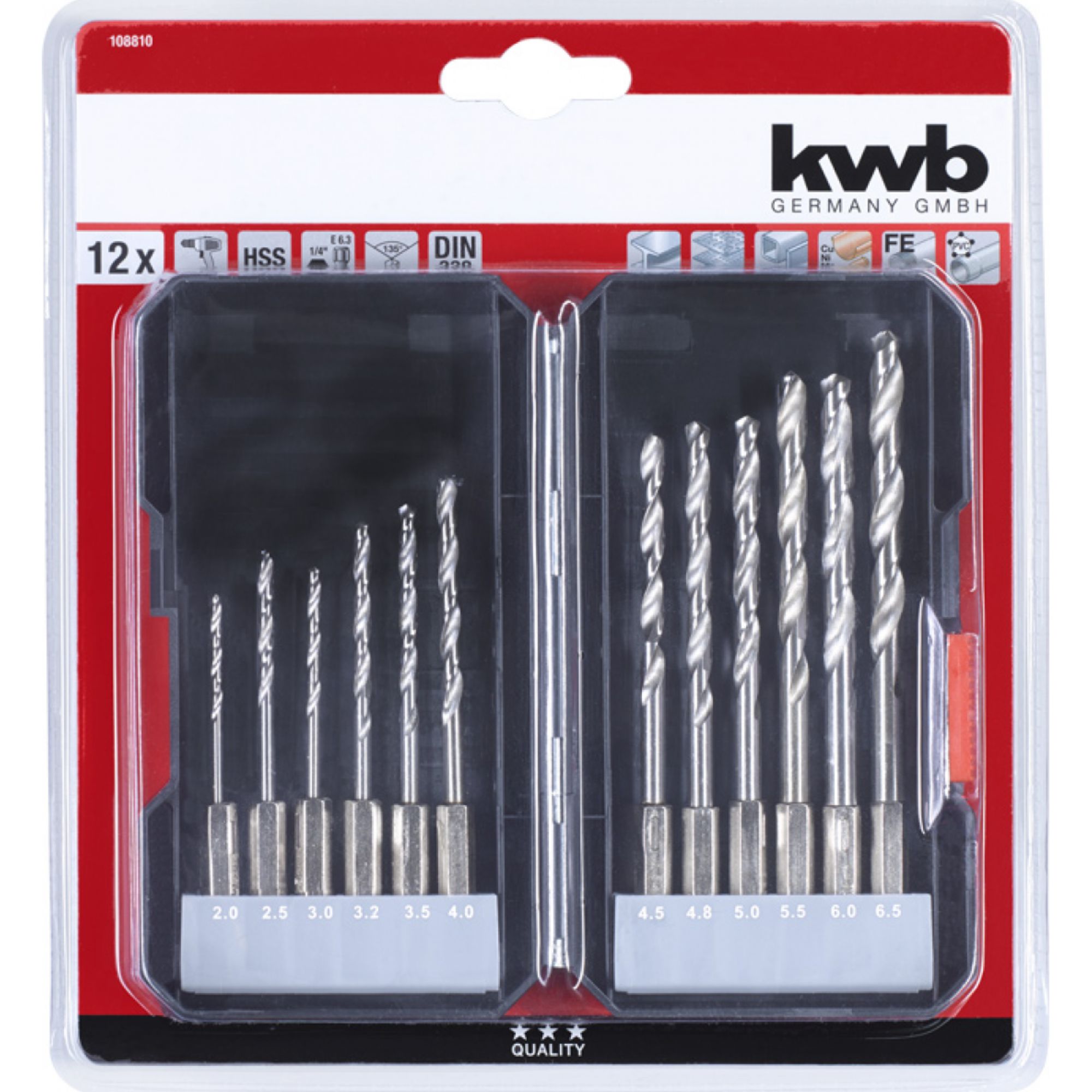 Jogo de 12 brocas para metal KWB