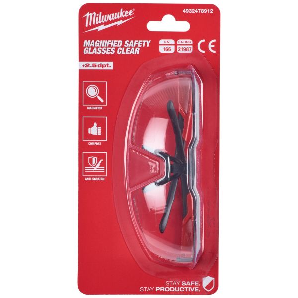 OCULOS DE SEGURANÇA C/ AMPLIAÇÃO "+2" MILWAUKEE