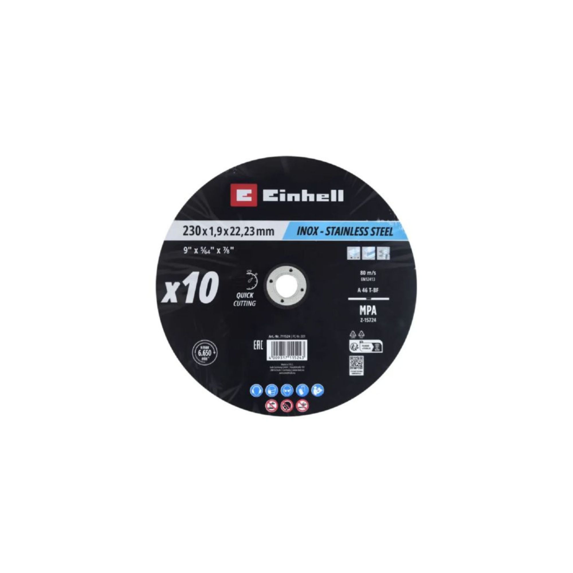 Caixa de 10 discos plano 230x1 Einhell