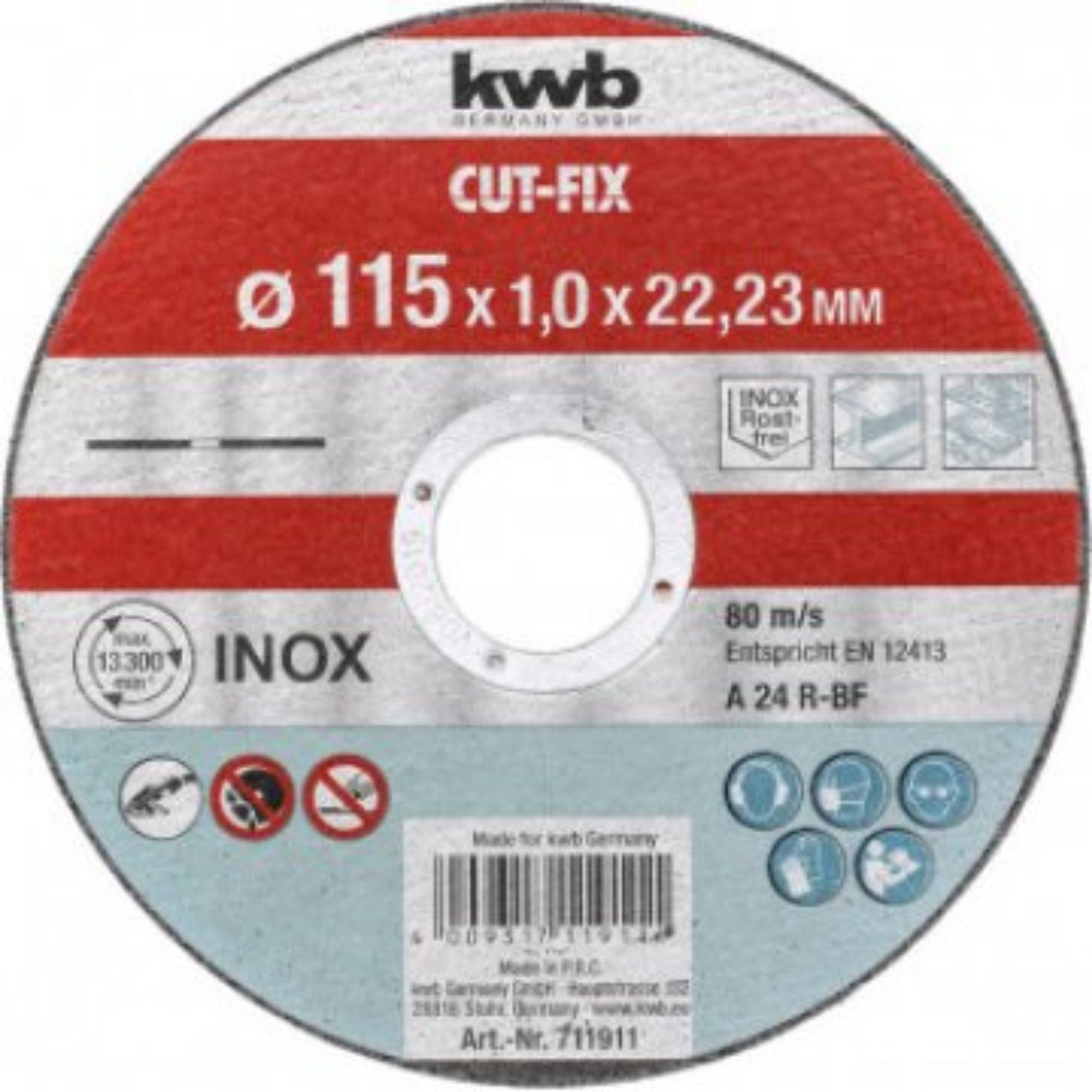 DISCO DE CORTE INOX 115x1x22.23mm KWB