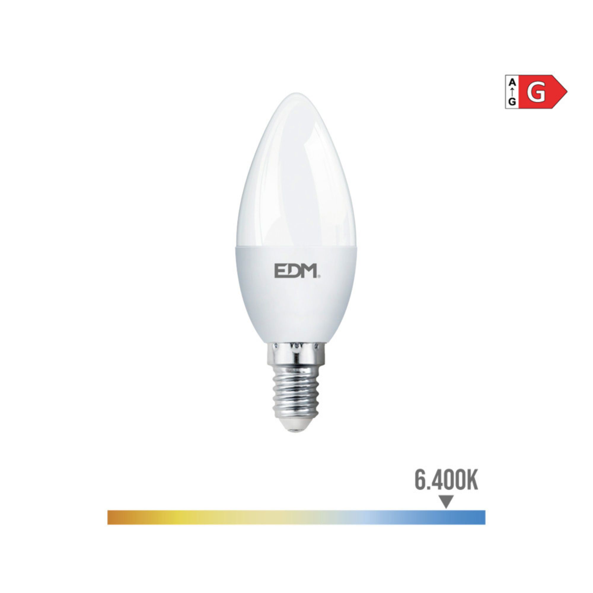 LAMPADA VELA LED E14 5W 400lum 6400 LUZ FRIA EDM