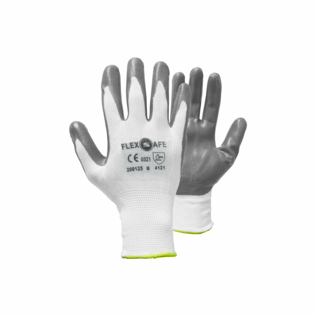 LUVA MAC3 FLEXSAFE NYLON BRANCO C/ REV NITR. CINZA T. 9