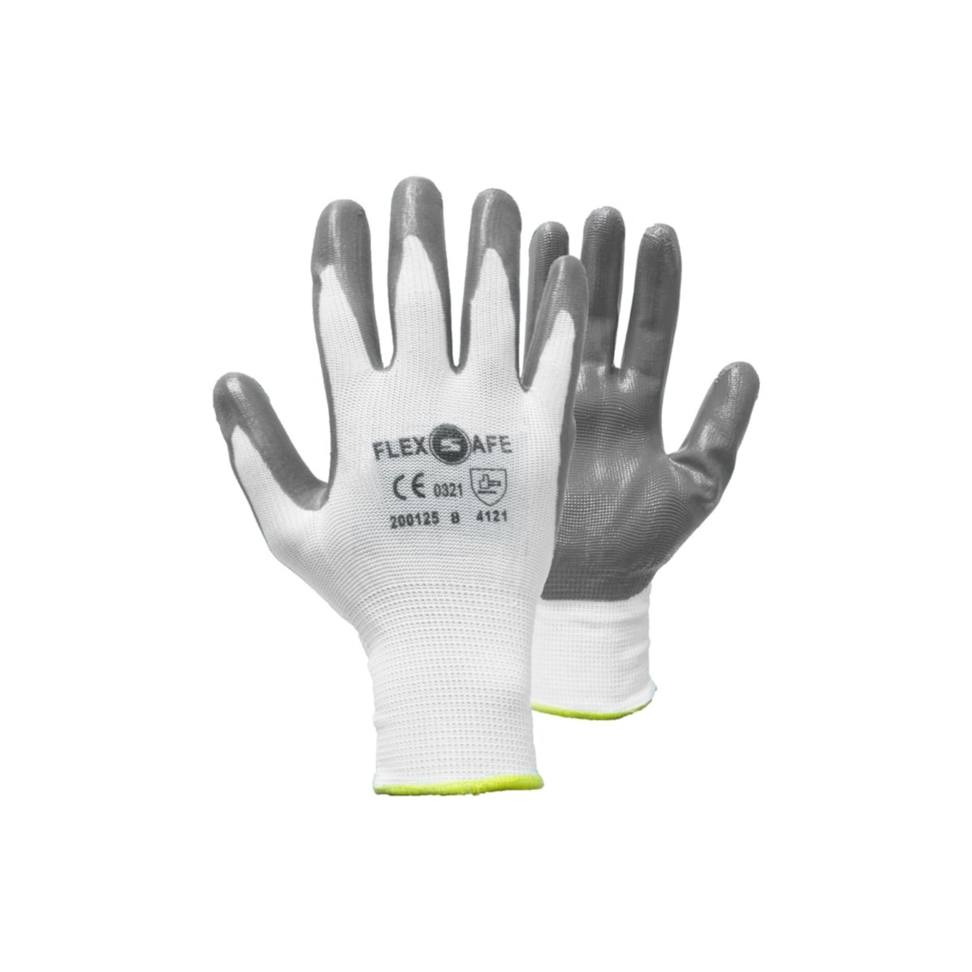 LUVA MAC3 FLEXSAFE NYLON BRANCO C/ REV NITR. CINZA T. 9