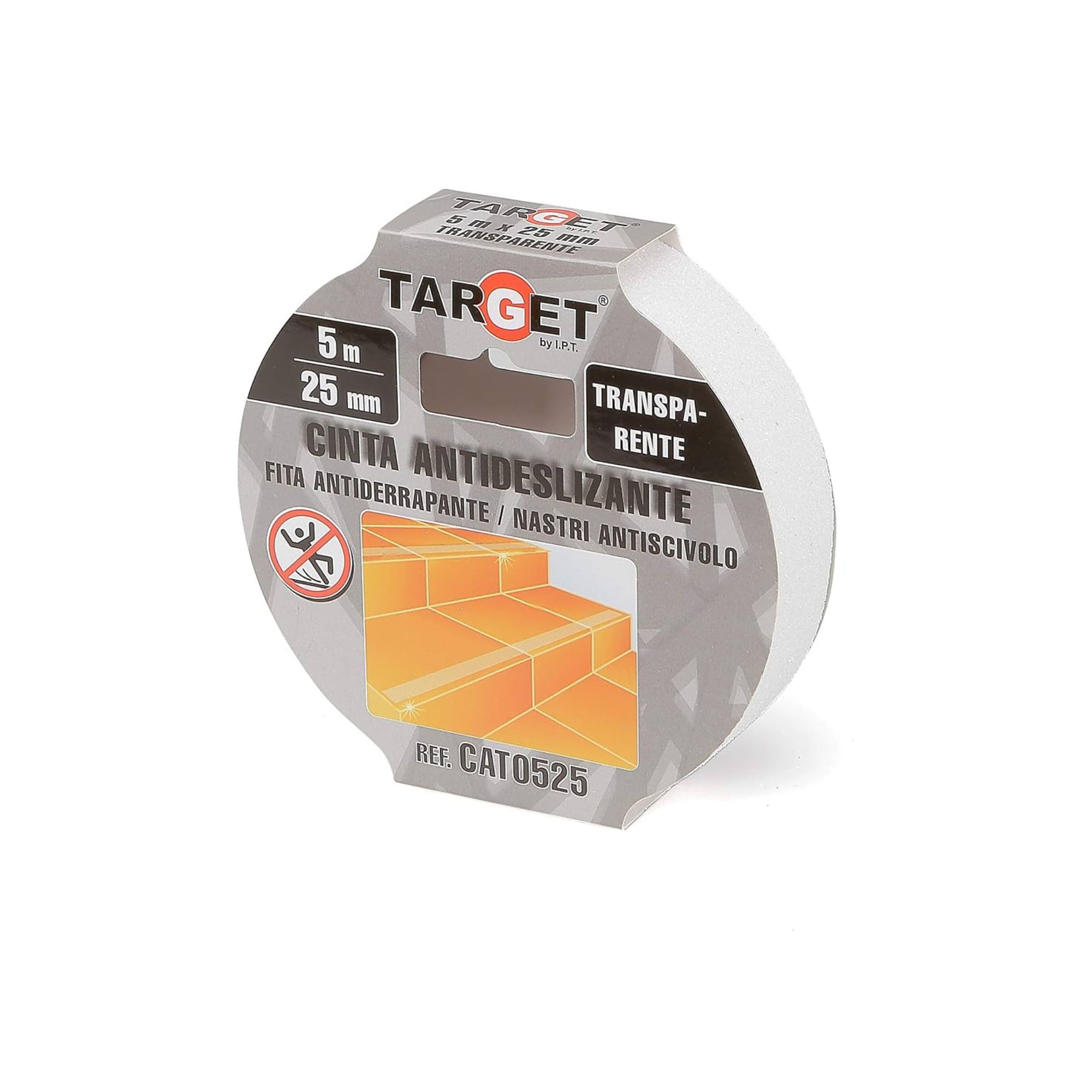 Fita adesiva antiderrapante 5x25mm transparente Target