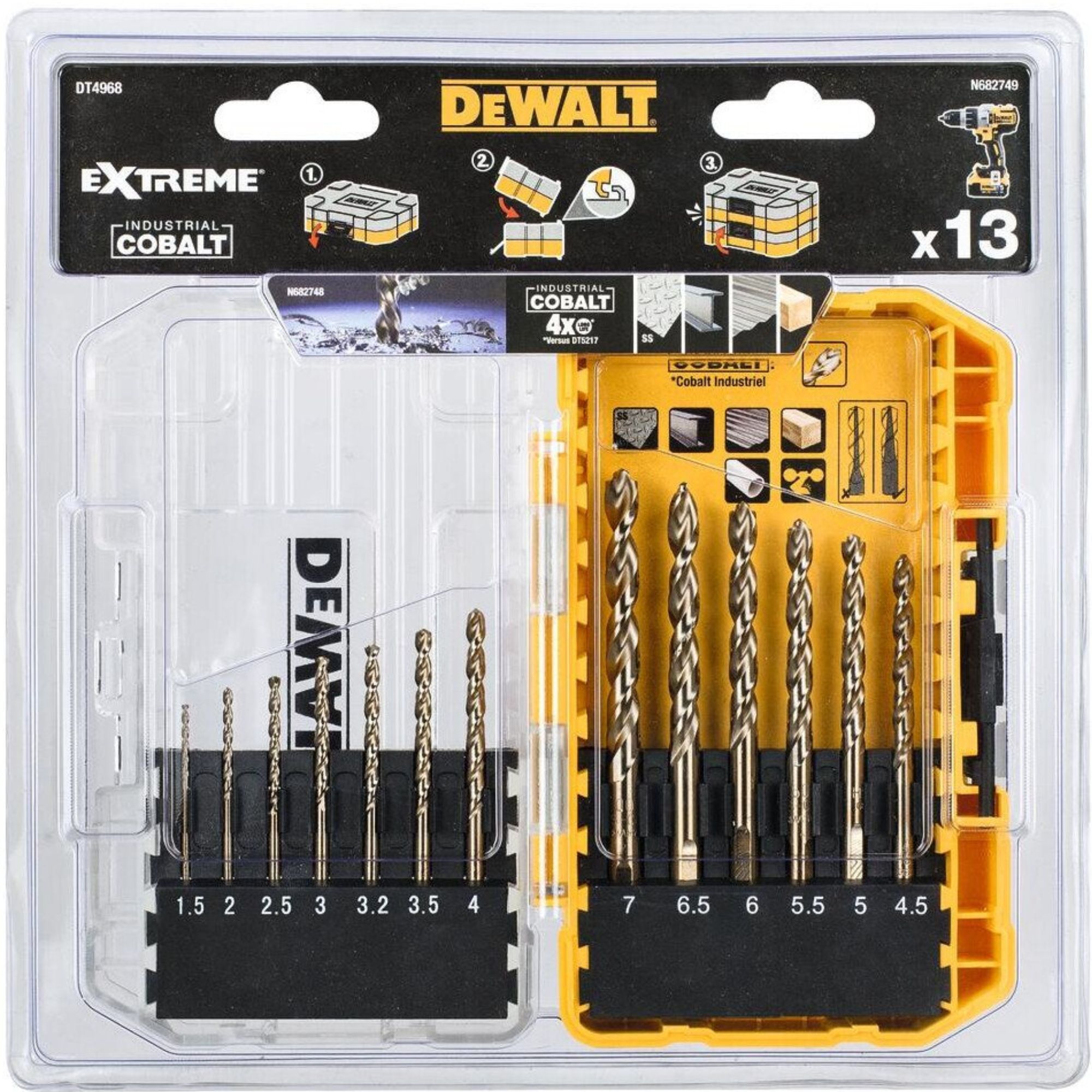 Conjunto 13 brocas pontas cobalto DT4968-QZ Dewalt