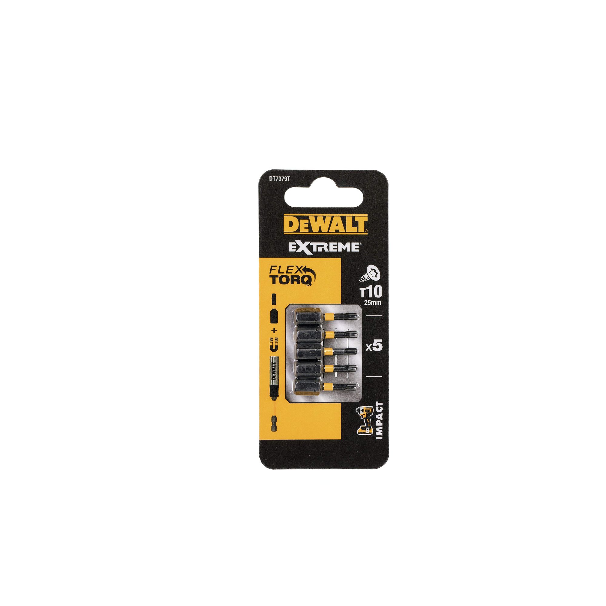 5 Pontas de torção de impacto T10X25mm - DT7379T-QW Dewalt