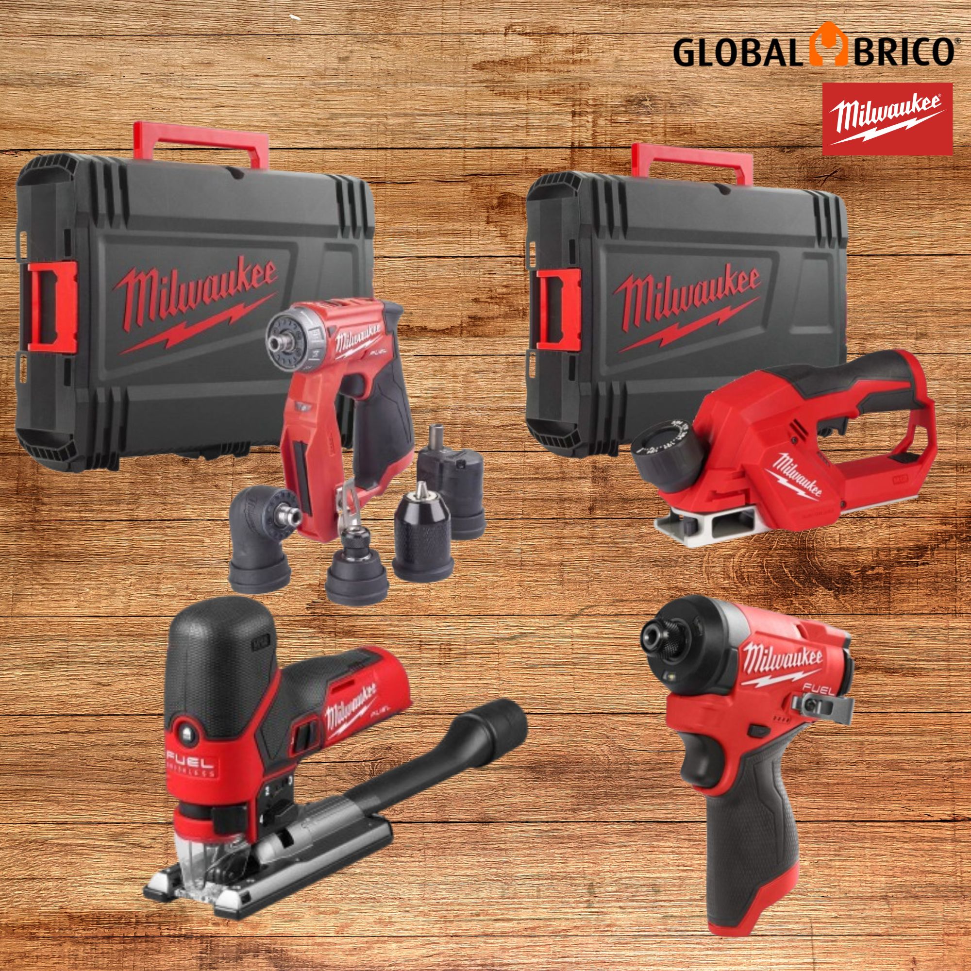 Kit Madeira - 4 Máquinas M12 Milwaukee - Globalbrico