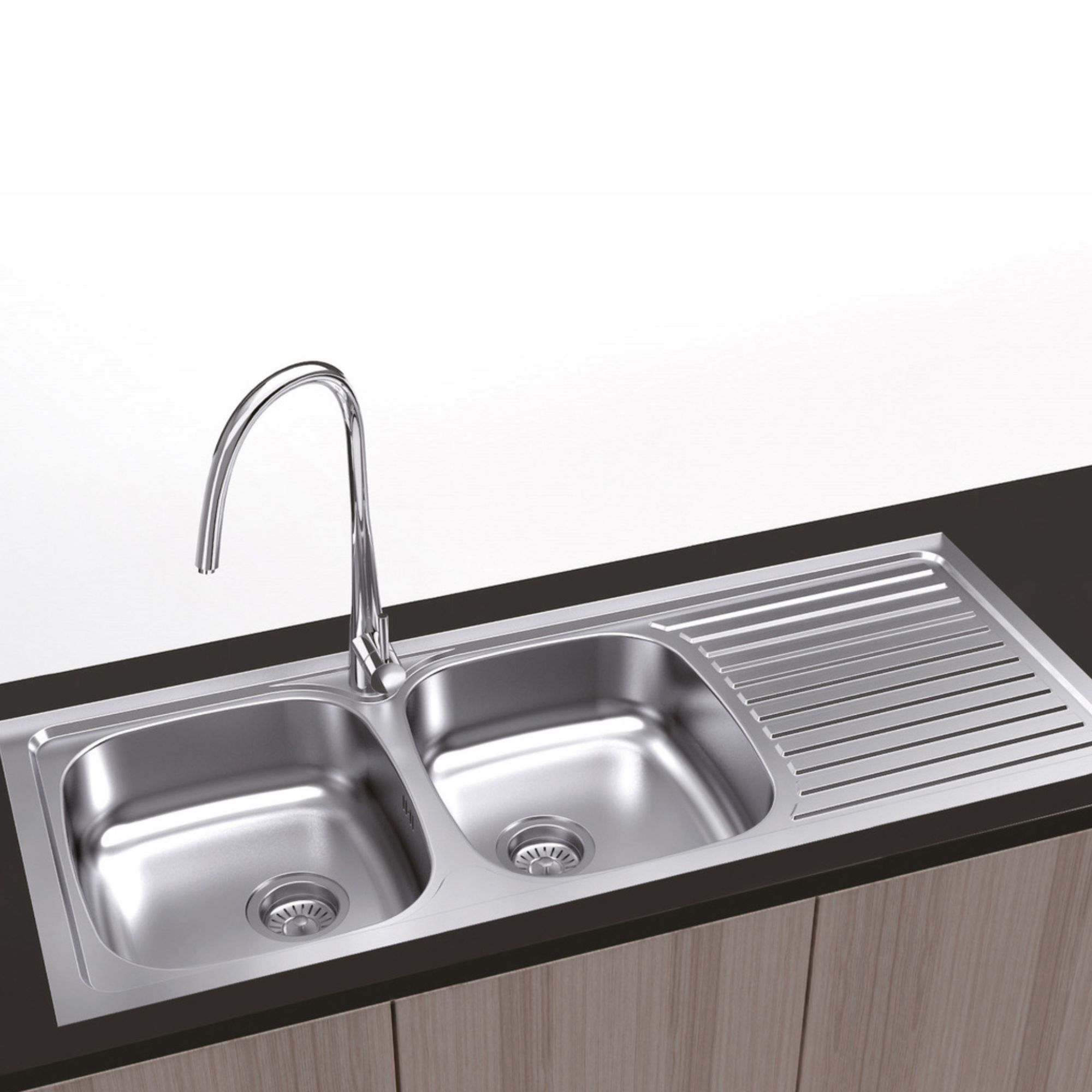 Banca Inox Praga 1200x500 2 Pias c/escorredor