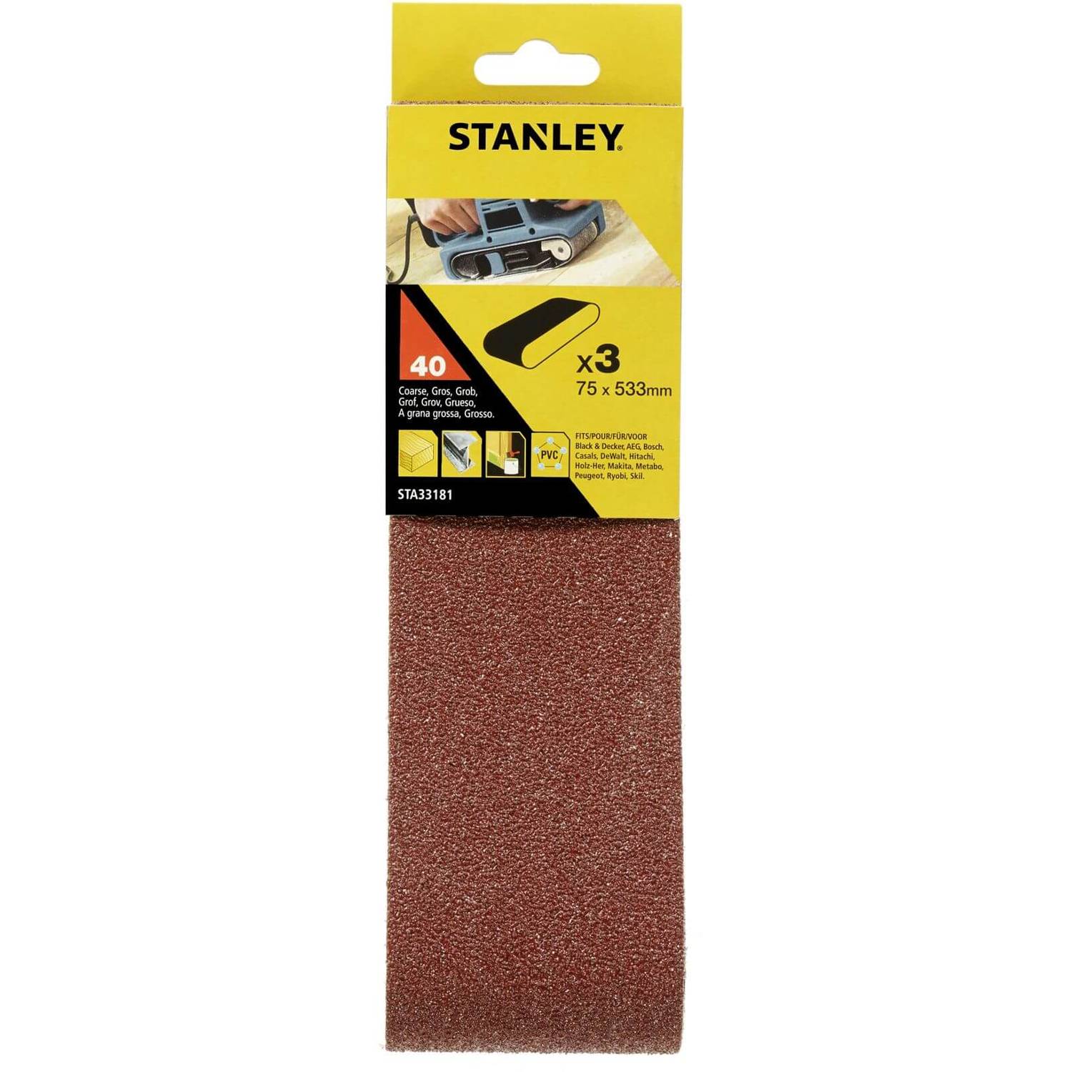 3 CINTAS LIXA 75X533mm GR.40 STANLEY